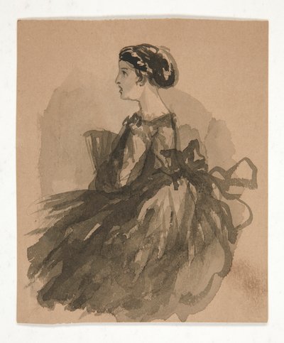 Donna seduta (recto); Cinque schizzi di teste (verso) da Edwin Austin Abbey