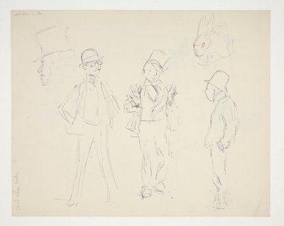 Foglio di schizzi di figure da Edwin Austin Abbey