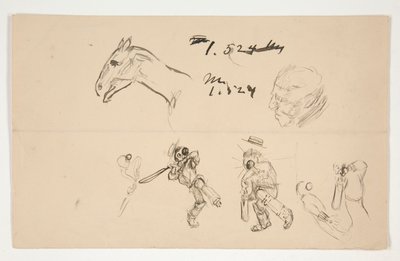 Foglio di studi di giocatori di cricket da Edwin Austin Abbey