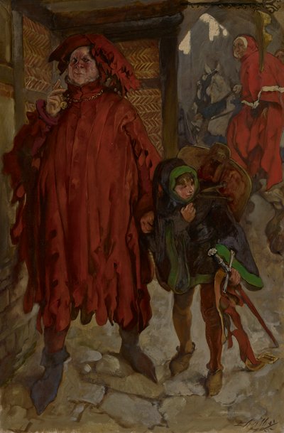 Sir John Falstaff con il suo paggio, Re Enrico IV, Parte II, Atto I, Scena II da Edwin Austin Abbey