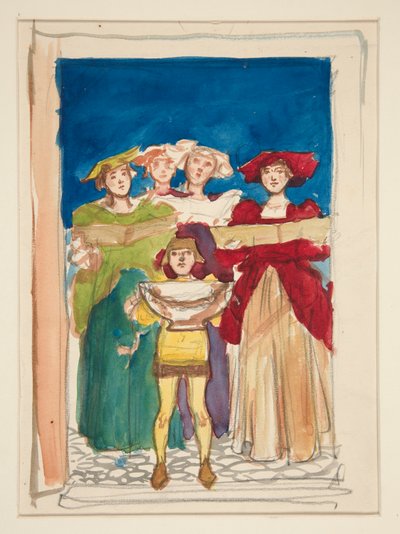 Schizzo per Biglietto di Natale da Edwin Austin Abbey