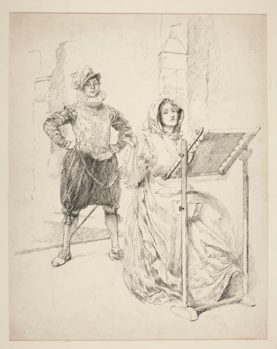 Bozzetto per La canzone del narciso da Edwin Austin Abbey