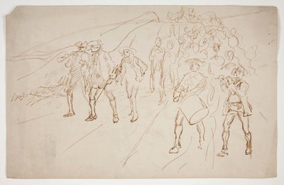 Schizzo di truppe della Guerra Rivoluzionaria, in marcia da Edwin Austin Abbey