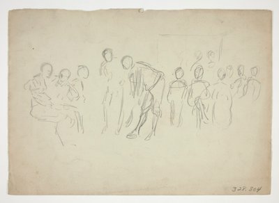 Schizzo di una folla - illustrazione non identificata da Edwin Austin Abbey