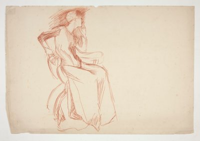 Schizzo di una figura femminile, seduta - illustrazione non identificata da Edwin Austin Abbey