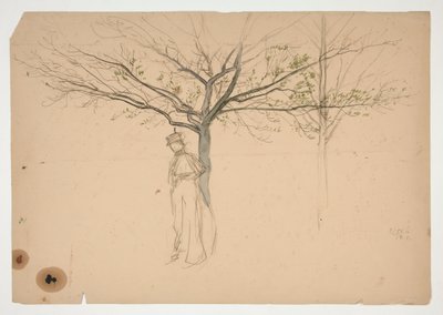 Schizzo di una figura sotto un albero da Edwin Austin Abbey