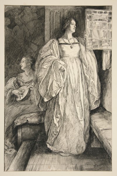 Schizzo di una signora, illustrazione per da Edwin Austin Abbey