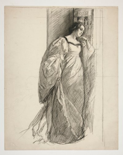 Schizzo di una signora, illustrazione per da Edwin Austin Abbey