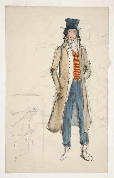 Schizzo di un uomo - studio di costume per La Tosca(?) da Edwin Austin Abbey