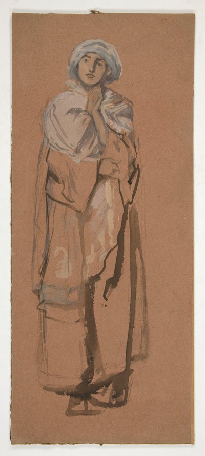 Schizzo di una figura con turbante - illustrazione non identificata da Edwin Austin Abbey