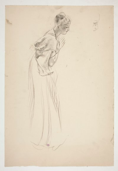 Schizzo di una donna, china e in preghiera da Edwin Austin Abbey