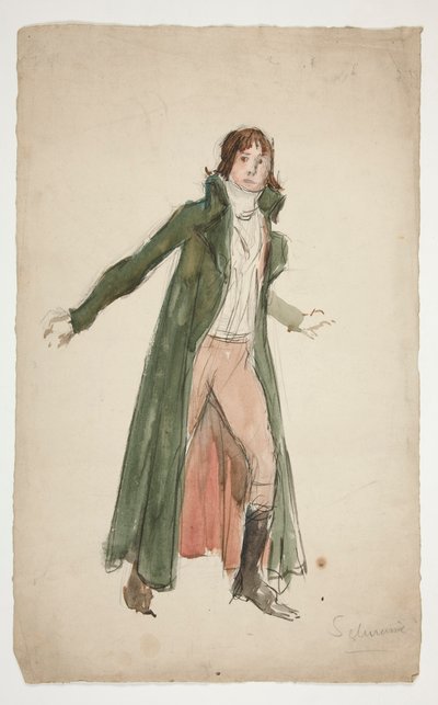Schizzo di un giovane uomo - studio per illustrazione di una commedia? da Edwin Austin Abbey