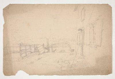 Schizzo di un esterno di una casa di campagna da Edwin Austin Abbey