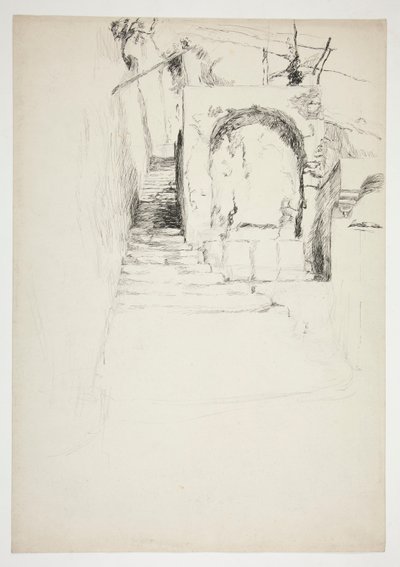 Schizzo di una scala esterna (pergola italiana, per illustrazione di un libro) da Edwin Austin Abbey