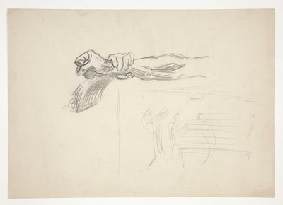 Schizzo di due braccia in combattimento da Edwin Austin Abbey