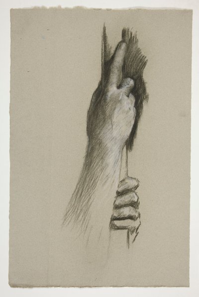 Schizzo di due mani che scalano un palo da Edwin Austin Abbey