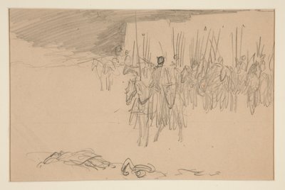 Soldato a cavallo - (illustrazione non identificata) da Edwin Austin Abbey