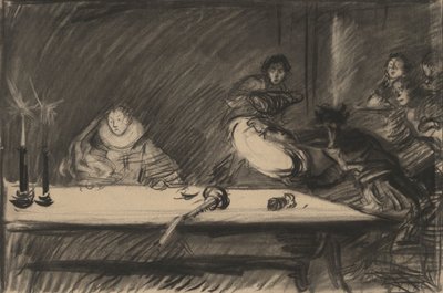 Studio per Petruchio rovescia il piatto - Atto IV, Scena I, La bisbetica domata da Edwin Austin Abbey
