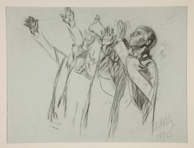 Studio per La Tavola Rotonda Arturiana e la favola del Seggio Periglioso, da La Ricerca del Santo Graal (terzo di una serie di quindici dipinti per la Biblioteca Pubblica di Boston, completato nel 1901) da Edwin Austin Abbey
