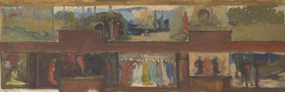 Studio per La ricerca e il raggiungimento del Santo Graal, Sala di Consegna dei Libri, Biblioteca Pubblica di Boston da Edwin Austin Abbey