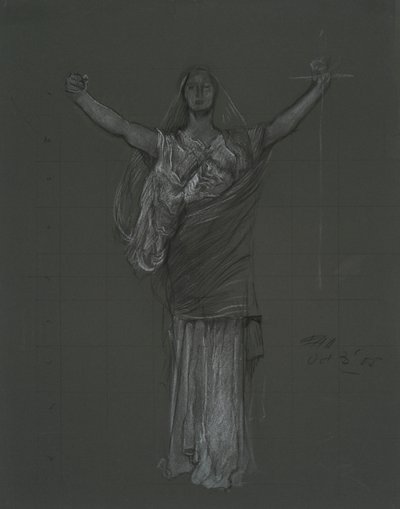 Studio per figura allegorica della Legge, tondo nella rotonda del Campidoglio dello stato della Pennsylvania, Harrisburg, 1902-1911 da Edwin Austin Abbey