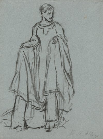 Studio per figura femminile drappeggiata, studio per La ricerca del Santo Graal (serie di 15 dipinti per la Biblioteca Pubblica di Boston, completata nel 1901) da Edwin Austin Abbey