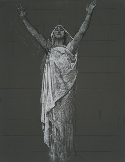 Studio per figura della Religione nel rondel nella rotonda del palazzo del capitol a Harrisburg, Pennsylvania, 1902-1911 da Edwin Austin Abbey