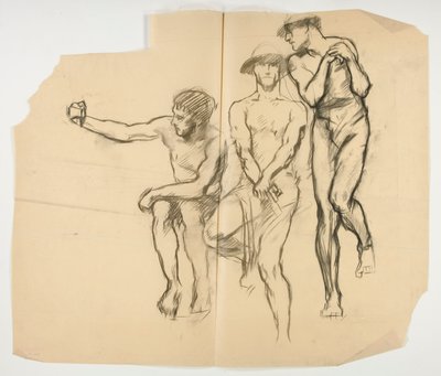 Studio per la fucina di Vulcano; Tre minatori-acciaieri da Edwin Austin Abbey