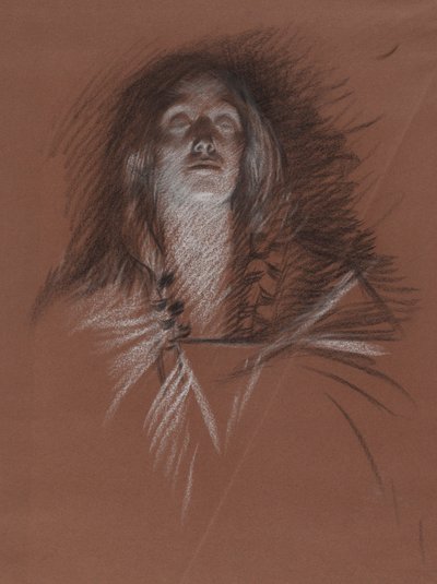 Studio per la testa di una donna celtica, da La scena del gioco, Amleto, atto 3, scena 2 da Edwin Austin Abbey