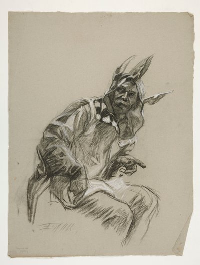 Studio di Giullare (non utilizzato), per la serie La Ricerca del Santo Graal (una serie di quindici dipinti per la Biblioteca Pubblica di Boston, completata nel 1901) da Edwin Austin Abbey
