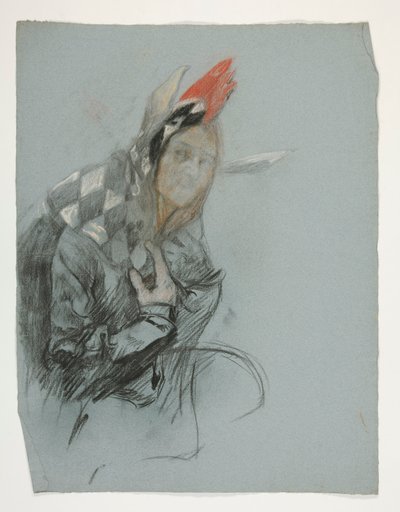 Studio di giullare (non usato), per la ricerca del Santo Graal (una serie di quindici dipinti per la Biblioteca Pubblica di Boston, completata nel 1901) da Edwin Austin Abbey