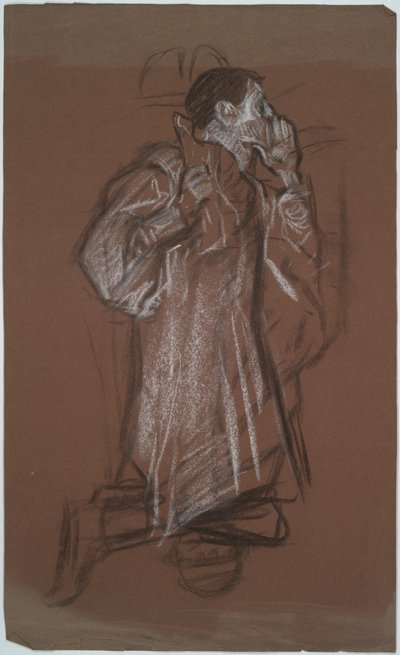 Studio di un uomo inginocchiato, possibilmente per Il mondo senza da Edwin Austin Abbey