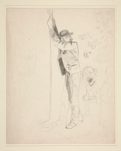 Studio di un uomo che suona una campana; scarabocchi di EAA da Edwin Austin Abbey