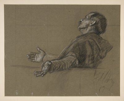 Studio di una Figura in Veste, per la Serie di Murali La Ricerca del Santo Graal alla Biblioteca Pubblica di Boston da Edwin Austin Abbey