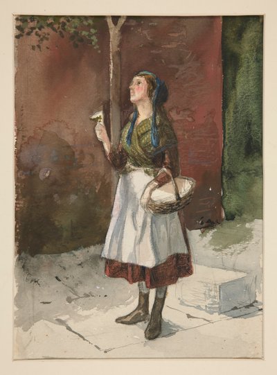Studio di una giovane ragazza in un giardino da Edwin Austin Abbey