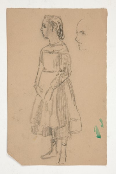 Studio di una giovane ragazza con grembiule da Edwin Austin Abbey