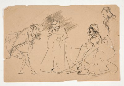 Studio di una scena del XVIII secolo, possibilmente da Edwin Austin Abbey