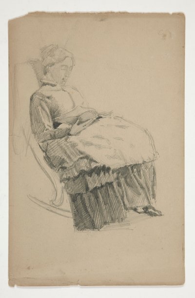 Studio di una donna anziana su una sedia a dondolo, che legge da Edwin Austin Abbey