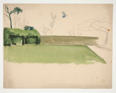 Studio di un prato e giardino recintato da Edwin Austin Abbey