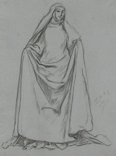 Studio di figura femminile (verso: figura maschile) da Edwin Austin Abbey