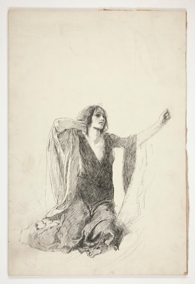 Studio di donna inginocchiata, probabilmente uno studio per Giulietta nella scena della tomba da Edwin Austin Abbey