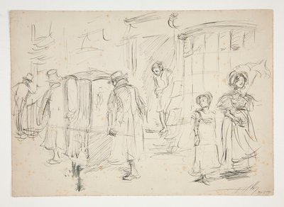 Studio di scena di strada con sedia a portantina da Edwin Austin Abbey