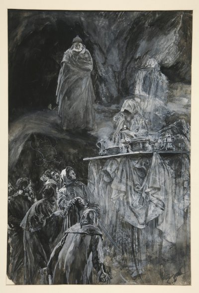 Il banchetto, illustrazione per Atto III, Scena iii, La Tempesta da Edwin Austin Abbey