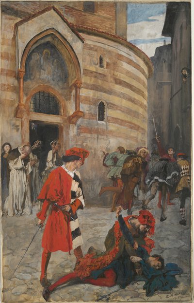 La morte di Mercuzio - Atto III, Scena I, Romeo e Giulietta da Edwin Austin Abbey