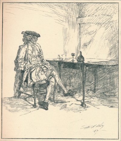 La Lettera. Disegno a penna inedito, 1890, 1923 da Edwin Austin Abbey