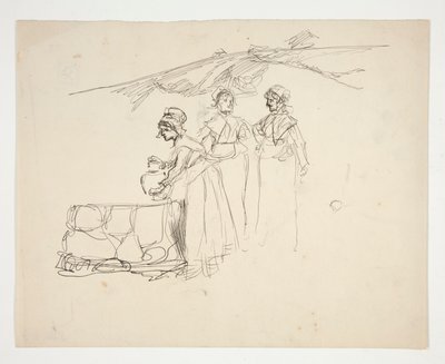 Tre donne a un pozzo - illustrazione non identificata da Edwin Austin Abbey