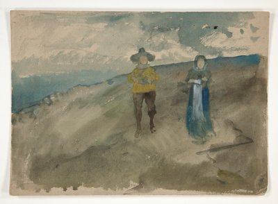 Due Figure in un Paesaggio (recto); Studio di Uomo da Edwin Austin Abbey