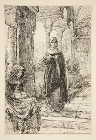 Due Figure Femminili nel Chiostro, dal Chiostro da Edwin Austin Abbey