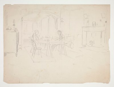 Due uomini a tavola in un interno da Edwin Austin Abbey