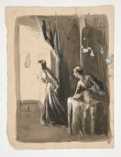 Due donne in un interno - illustrazione non identificata da Edwin Austin Abbey